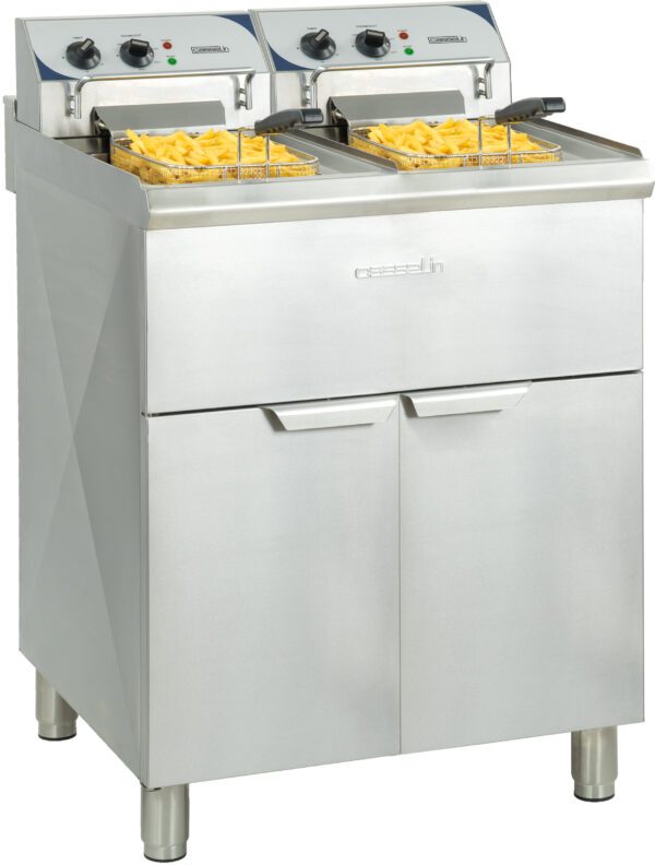 Friteuse électrique sur pieds 2 x 10 litres haut rendement - Matériel professionnel Casselin