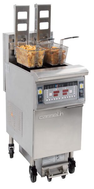 Friteuse électrique avec relevage automatique et filtration 2 x 12 litres 17Kw