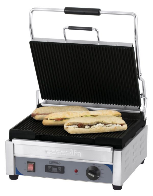 Grill Panini Grand Premium Rainurée - Rainurée avec minuteur - Matériel professionnel Casselin