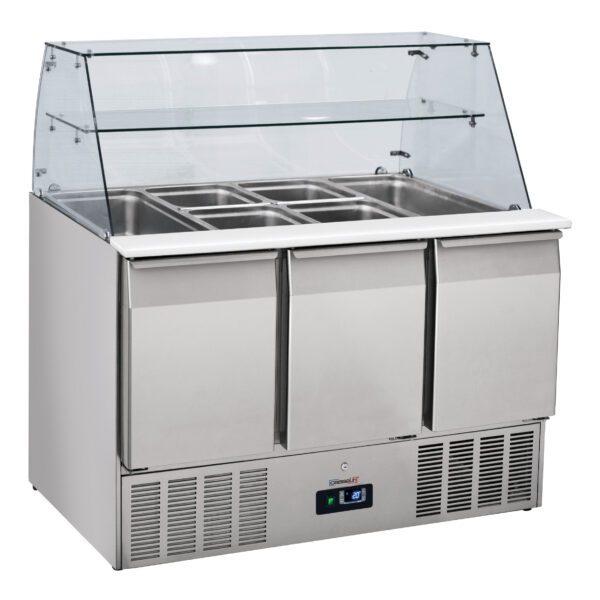 Saladette vitrée 3 portes GN 1/1