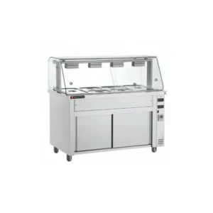 Vitrine bain-marie sur placard neutre - 4 x GN 1/1 - 1406 x 700 x 1313 mm